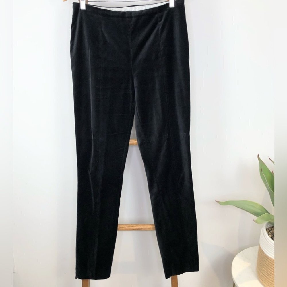 LANDSEND black velvet mid rise slim leg straight front pants size 8T